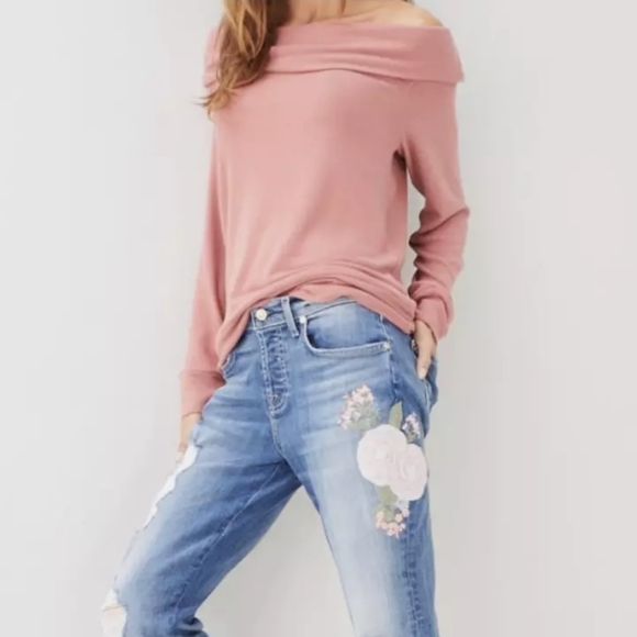 CUPCAKES AND CASHMERE Brooklyn Off the Shoulder size x small soft cozy drop cold - Picture 3 of 8